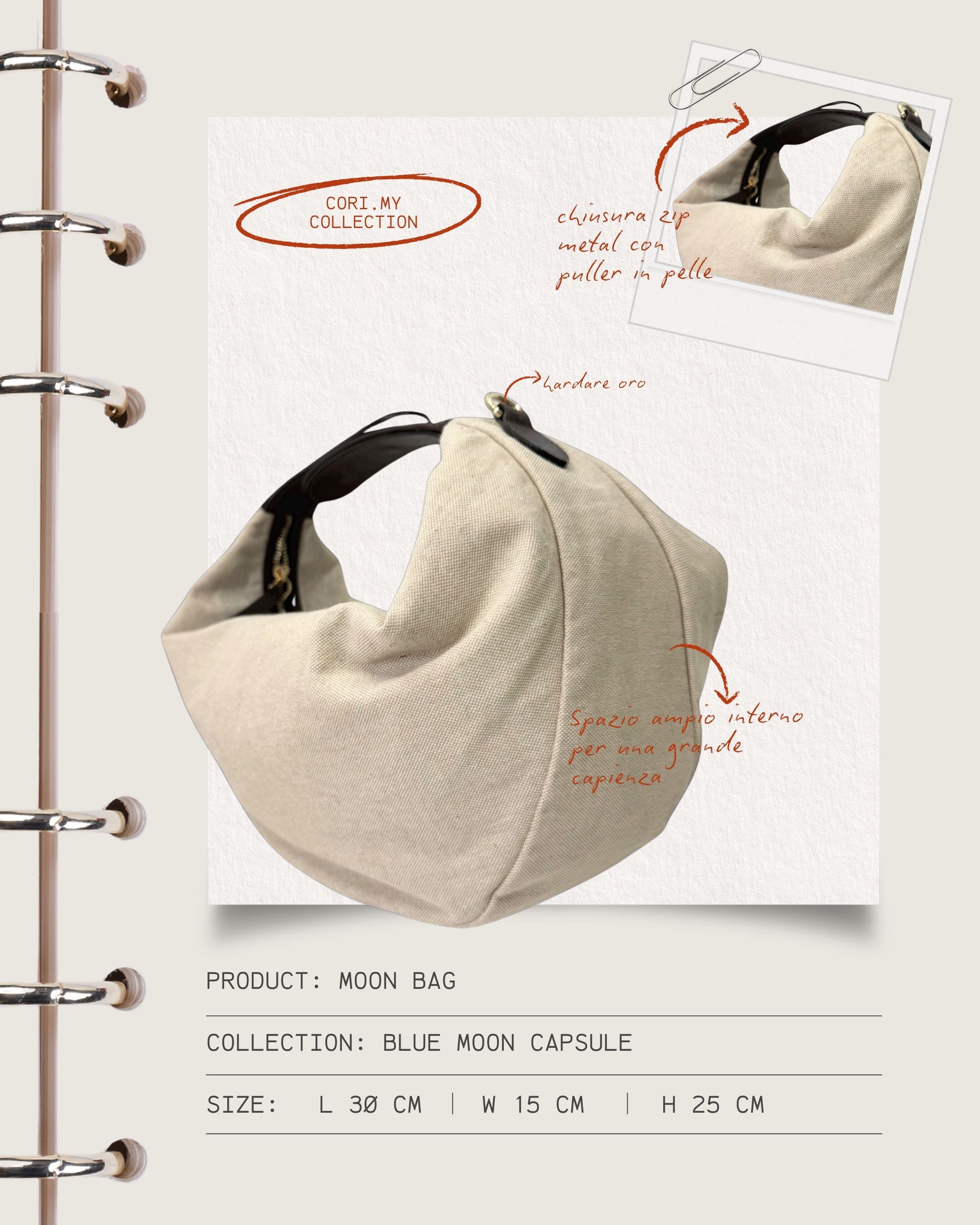 La Moon Bag- Canvas+Leather