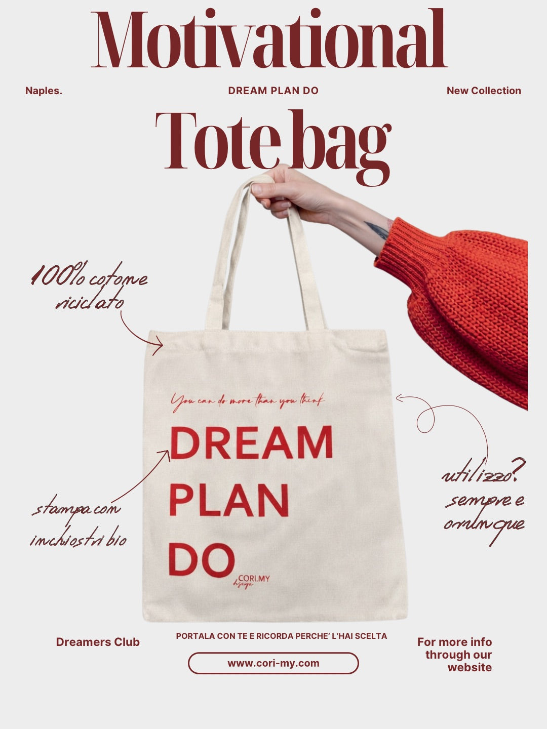 MOTIVATIONAL TOTE BAG- By Cori.my Dreamers Club