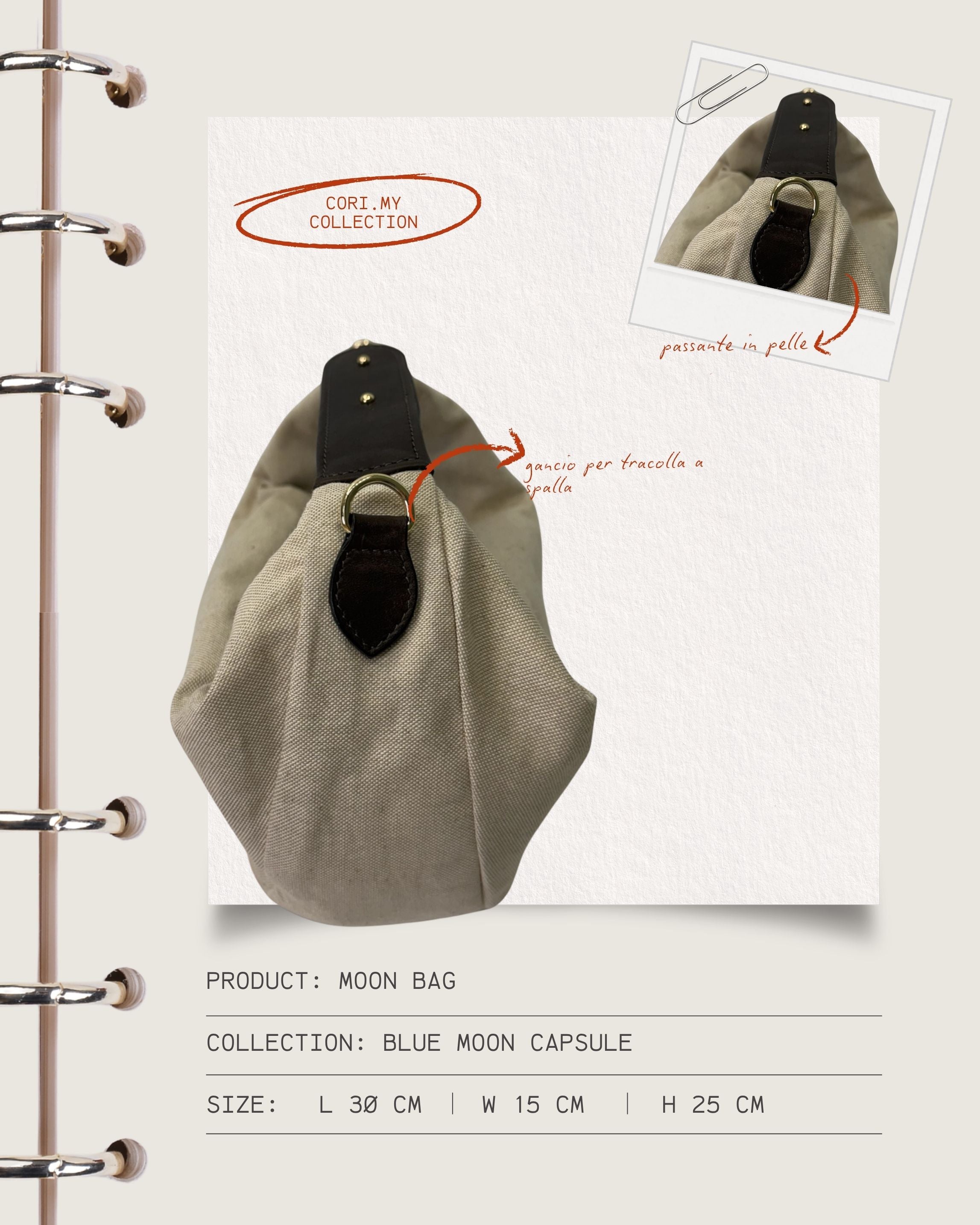 La Moon Bag- Canvas+Leather