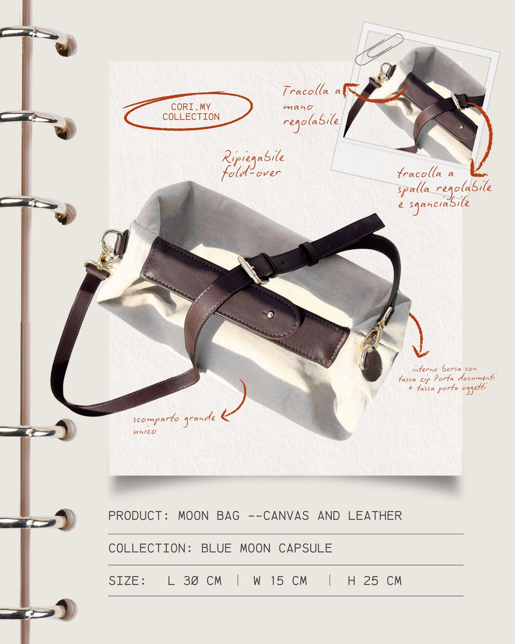 La Moon Bag- Canvas+Leather