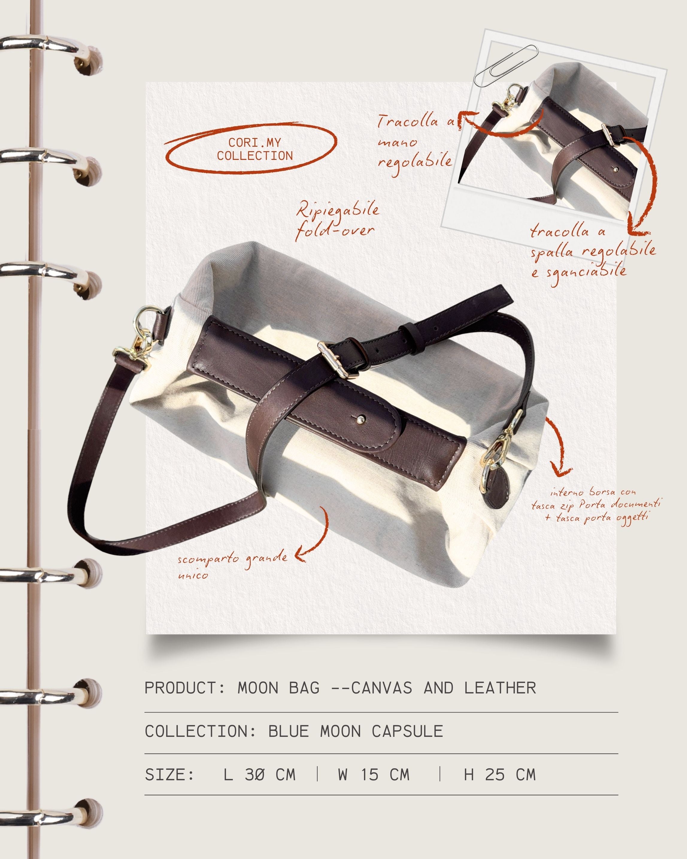 La Moon Bag- Canvas+Leather