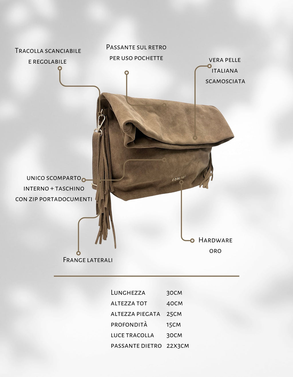 FRINGES KRAFT BAG -Camoscio Bag